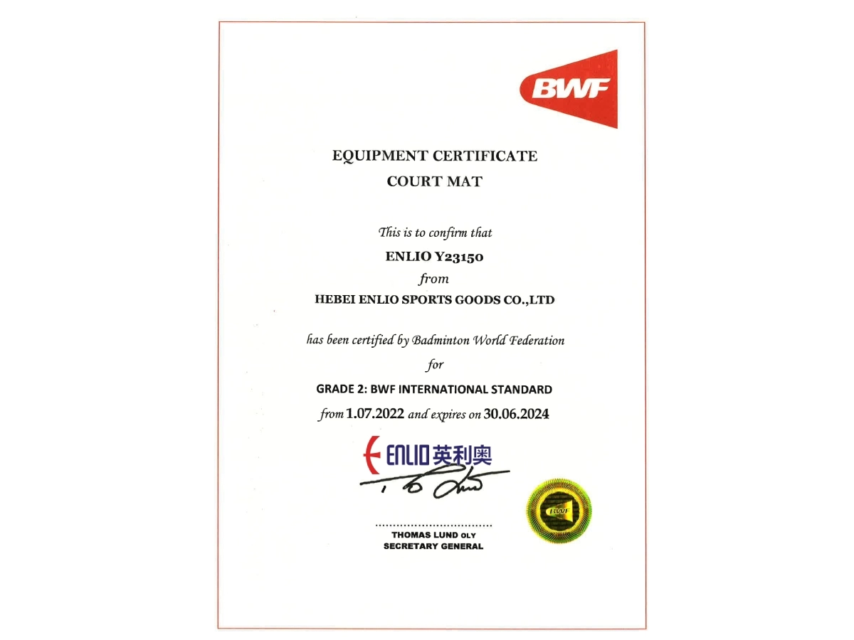 Chứng chỉ BWF thảm cầu lông Y-23150