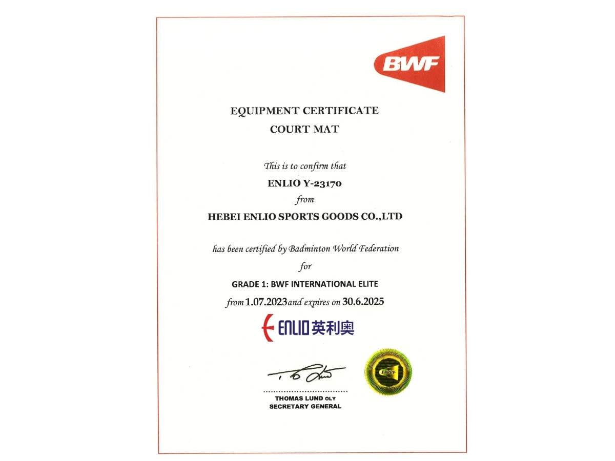 Chứng chỉ BWF thảm cầu lông Y-23170S